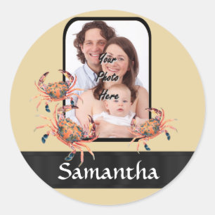 Gepersonaliseerde krab ronde sticker