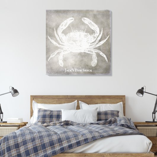 Gepersonaliseerde krab Waterverf neutraal kust Canvas Afdruk (Insitu (Slaapkamer))