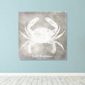 Gepersonaliseerde krab Waterverf neutraal kust Canvas Afdruk (Insitu (Houten vloer))