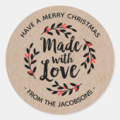 Gepersonaliseerde Kraft gemaakt met kerstlabel voo Ronde Sticker (Voorkant)