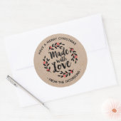Gepersonaliseerde Kraft gemaakt met kerstlabel voo Ronde Sticker (Envelop)
