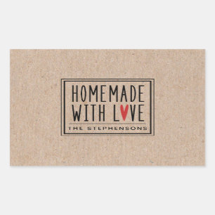 Gepersonaliseerde Kraft gemaakt met liefde Rechthoekige Sticker