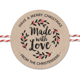 Gepersonaliseerde Kraft gemaakt met liefde Ronde Sticker