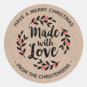 Gepersonaliseerde Kraft gemaakt met liefde Ronde Sticker (Voorkant)