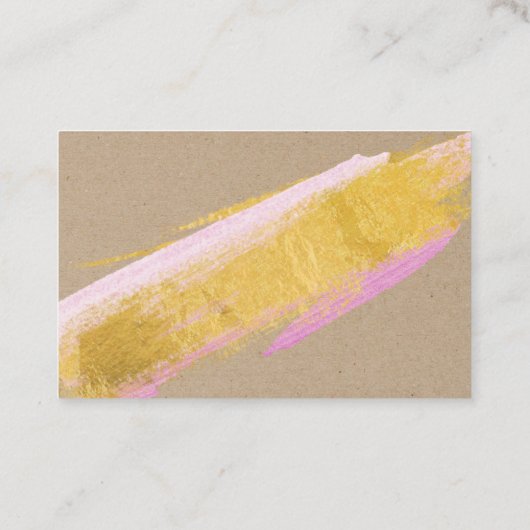 Gepersonaliseerde Kraft Gold Pink Brush-Visitekaar Visitekaartje (Achterkant)