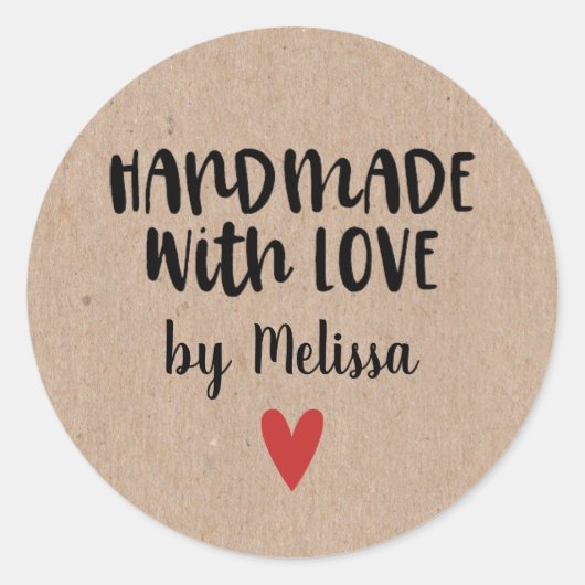 Gepersonaliseerde kraft handgemaakt met Love Squar Ronde Sticker (Voorkant)