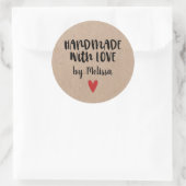 Gepersonaliseerde kraft handgemaakt met Love Squar Ronde Sticker (Tas)