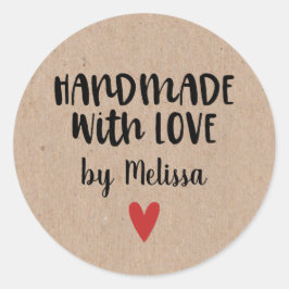 Gepersonaliseerde kraft handgemaakt met Love Squar Ronde Sticker