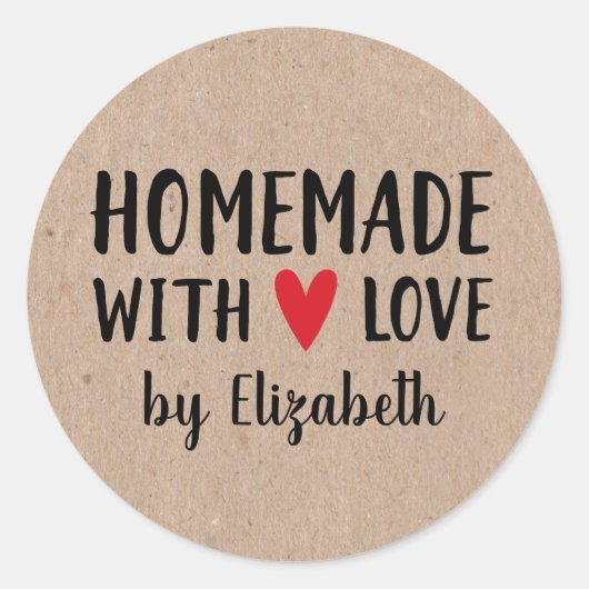 Gepersonaliseerde Kraft Homemade met Love Sticker (Voorkant)