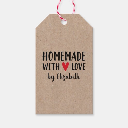 Gepersonaliseerde Kraft Homemade with Love Cadeaulabel (Voorkant)