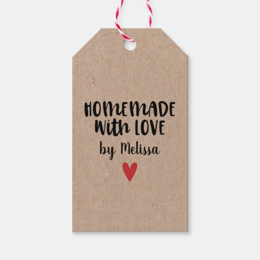 Gepersonaliseerde Kraft Homemade with Love Cadeaulabel (Voorkant)