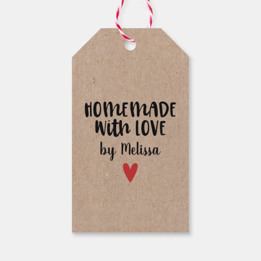 Gepersonaliseerde Kraft Homemade with Love Cadeaulabel (Achterkant)