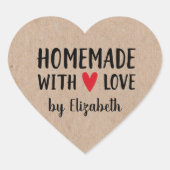 Gepersonaliseerde Kraft Homemade with Love Hart Sticker (Voorkant)