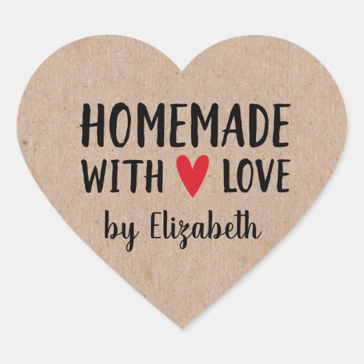 Gepersonaliseerde Kraft Homemade with Love Hart Sticker (Voorkant)