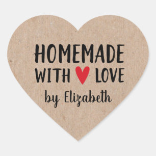 Gepersonaliseerde Kraft Homemade with Love Hart Sticker
