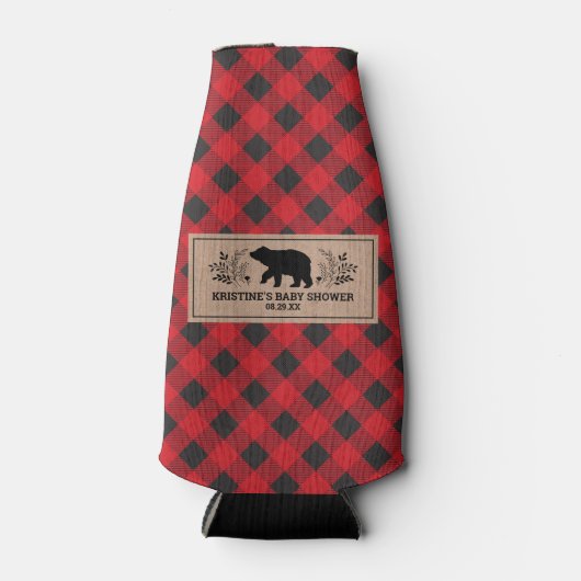 Gepersonaliseerde Kraft houthakker Buffalo Plaid Flesjeskoeler (Voorkant)