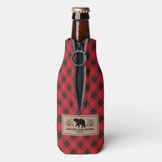 Gepersonaliseerde Kraft houthakker Buffalo Plaid Flesjeskoeler (Fles Achterkant)