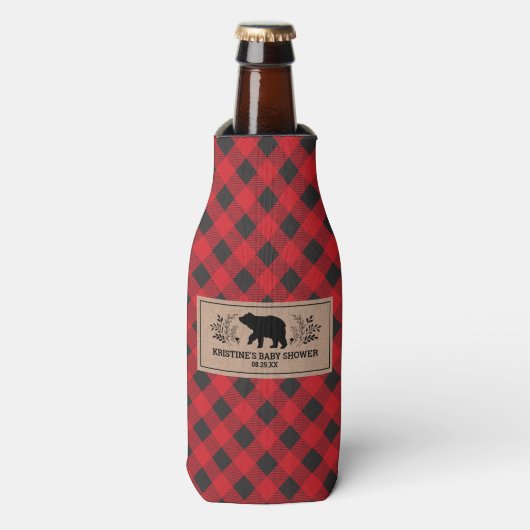 Gepersonaliseerde Kraft houthakker Buffalo Plaid Flesjeskoeler (Fles Voorkant)