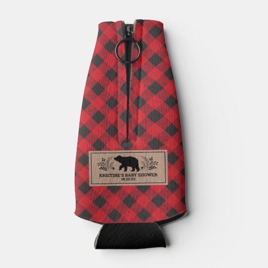 Gepersonaliseerde Kraft houthakker Buffalo Plaid Flesjeskoeler (Achterkant)