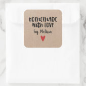 Gepersonaliseerde Kraft zelfgemaakt met Love Squar Vierkante Sticker (Tas)