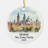 Gepersonaliseerde Krakau Ornament, Polen Keramisch Ornament (Voorkant)