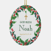 Gepersonaliseerde Krans Doop Gift God Bless Keramisch Ornament (Rechts)