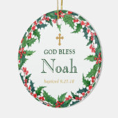 Gepersonaliseerde Krans Doop Gift God Bless Keramisch Ornament (Links)