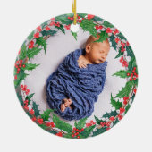 Gepersonaliseerde Krans Doop Gift God Bless Keramisch Ornament (Achterkant)