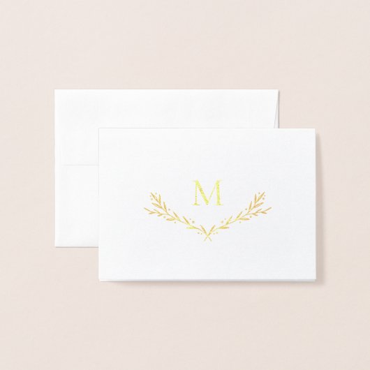 Gepersonaliseerde krans monogram Initiaal Folie Kaarten (Voorkant met envelop)