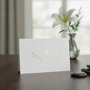 Gepersonaliseerde krans monogram Initiaal Folie Kaarten