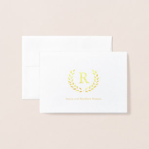 Gepersonaliseerde krans monogram Initiaal, Folie Kaarten