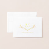 Gepersonaliseerde krans monogram Initiaal Folie Kaarten (Voorkant met envelop)