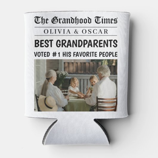 gepersonaliseerde krant | Beste grootouder cadeau Blikjeskoeler (Voorkant)