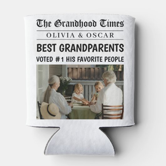gepersonaliseerde krant | Beste grootouder cadeau Blikjeskoeler (Achterkant)