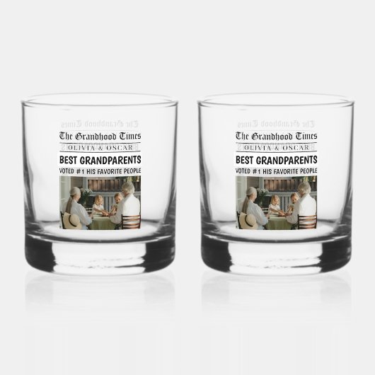 gepersonaliseerde krant | Beste grootouders cadeau Whisky Glas (Achterkant)