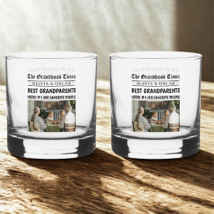 gepersonaliseerde krant   Beste grootouders cadeau Whisky Glas