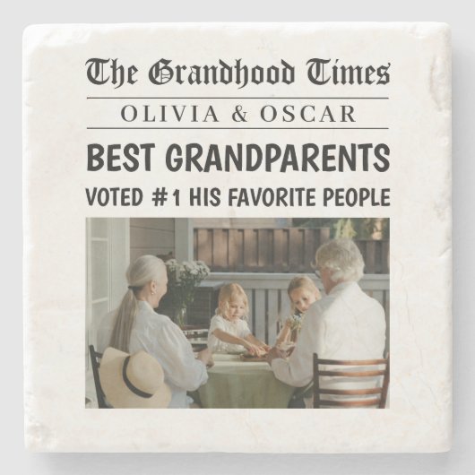 gepersonaliseerde krant | Beste grootouders Stenen Onderzetter (Voorkant)