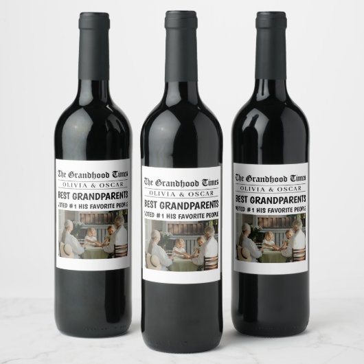 gepersonaliseerde krant | Beste grootouders Wijn Etiket (Flessen)