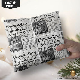 Gepersonaliseerde krant Christmas Wrapping Paper Cadeaupapier
