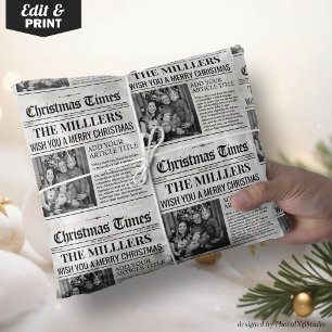 Gepersonaliseerde krant Christmas Wrapping Paper Cadeaupapier