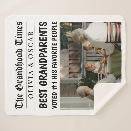 Gepersonaliseerde krant Grootouders Gift Sherpa Deken (Voorkant (horizontaal))