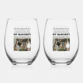 Gepersonaliseerde krant Kop Grootouders Gift Wijnglas Zonder Voet (Voorkant)
