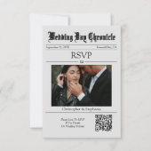 Gepersonaliseerde krant Minimalistisch Elegante QR RSVP Kaartje (Voorkant)