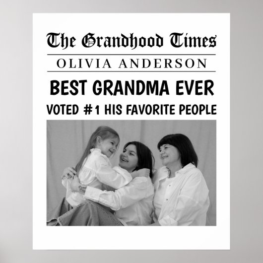 Gepersonaliseerde krant Poster | Beste oma ooit (Voorkant)