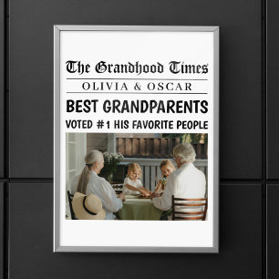 Gepersonaliseerde krantenfoto   Beste grootouders Poster