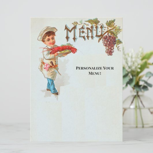 Gepersonaliseerde Kreeft Diner Flat Menu (Staand voorkant)