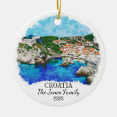Gepersonaliseerde Kroatië Ornament, Kroatië Gift Keramisch Ornament (Voorkant)