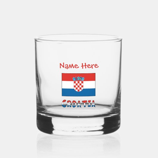 Gepersonaliseerde Kroatische vlag  Whisky Glas (Voorkant)