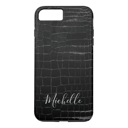 Gepersonaliseerde krokodil Afdruktelefoontas zwart Case-Mate iPhone Case (Achterkant)