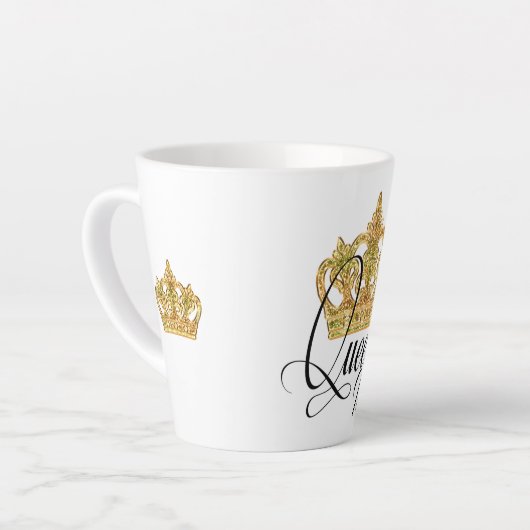 Gepersonaliseerde Kroonkoningin Latte Mok (Linkerhoek)